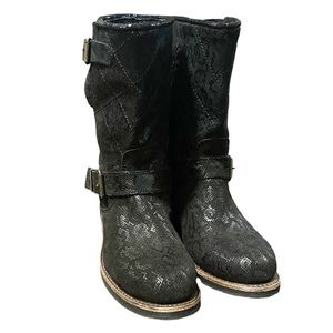 CoFi Moto Half Boots Leather Snake Scale Print Sz. 8